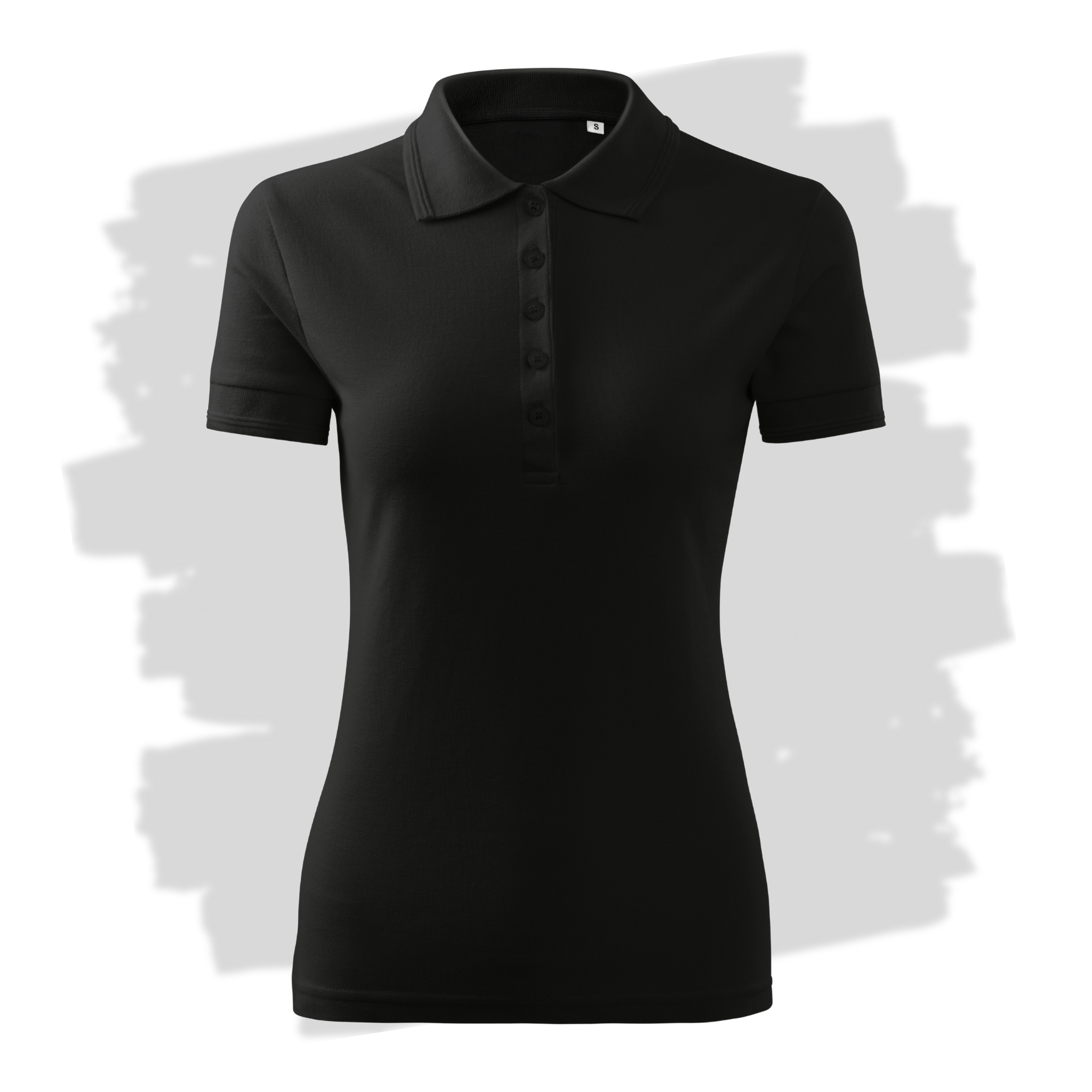 Černé dámské polo triko připravená pro vlastní výšivku z fotky