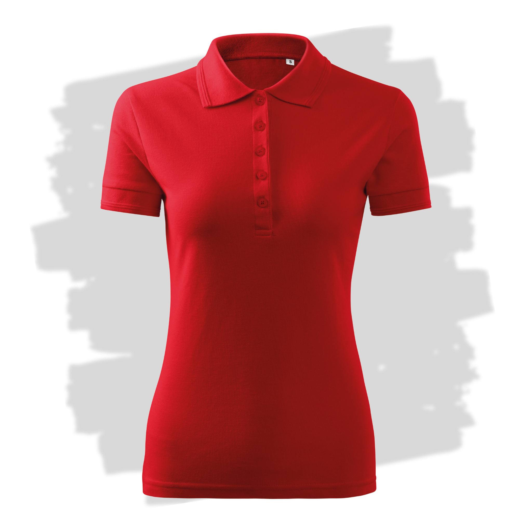 Červené dámské polo triko připravená pro vlastní výšivku z fotky