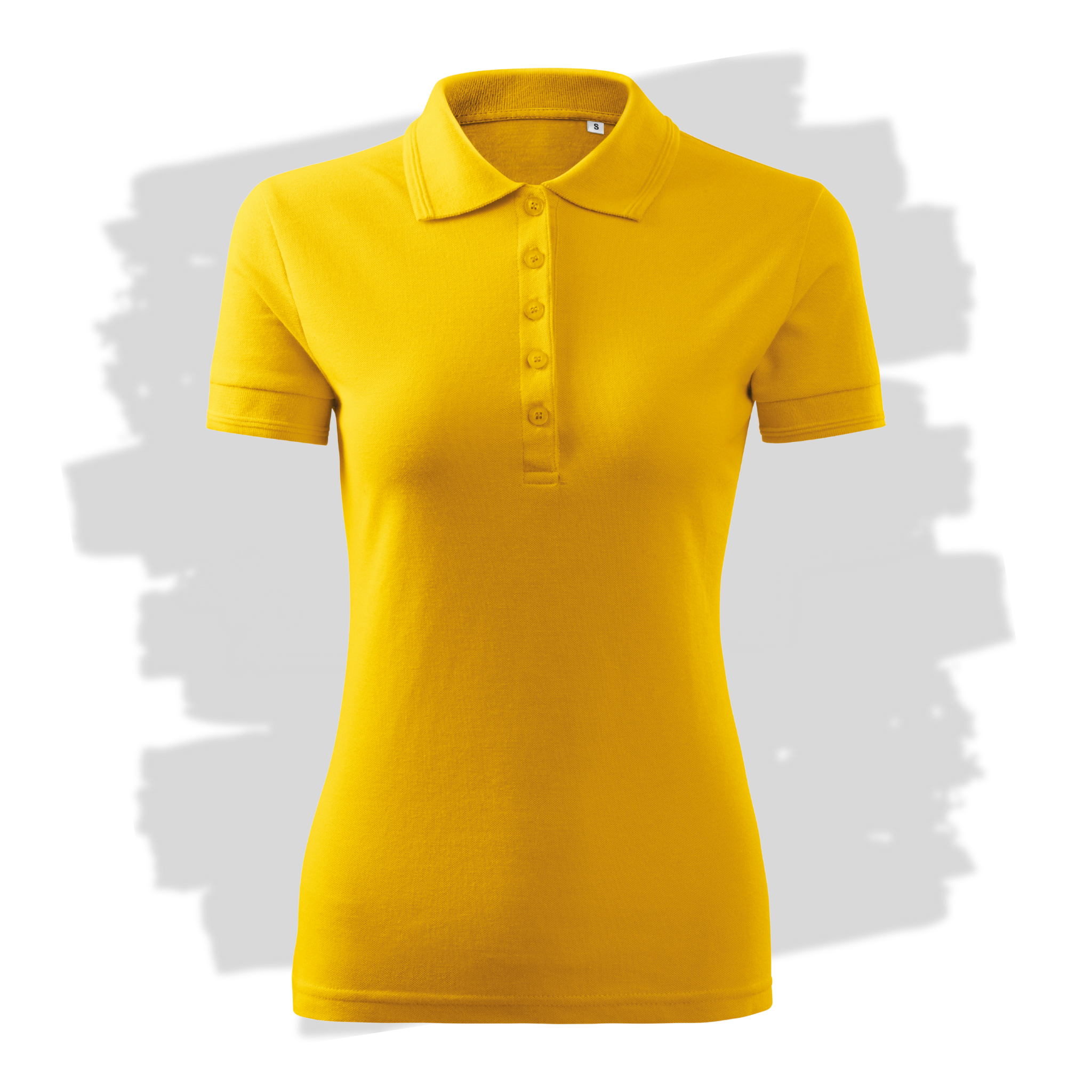 Žluté dámské polo triko připravená pro vlastní výšivku z fotky