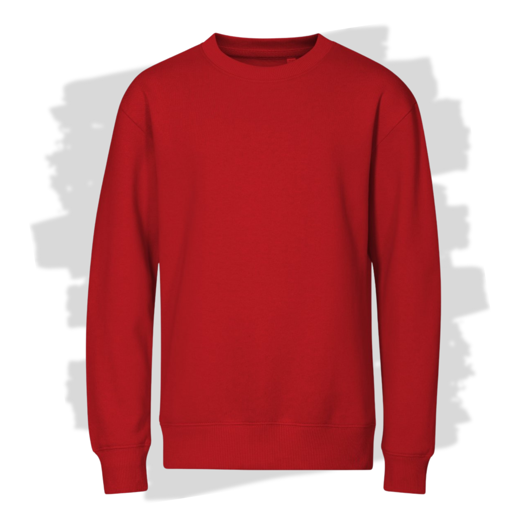 Červená dětská mikina bez kapuce připravená pro vlastní výšivku z fotky