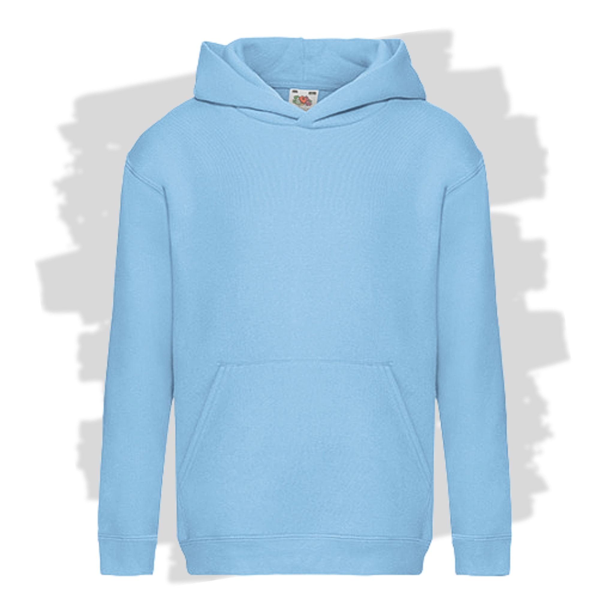 Světle modrá dětská mikina s kapucí s personalizovanou výšivkou