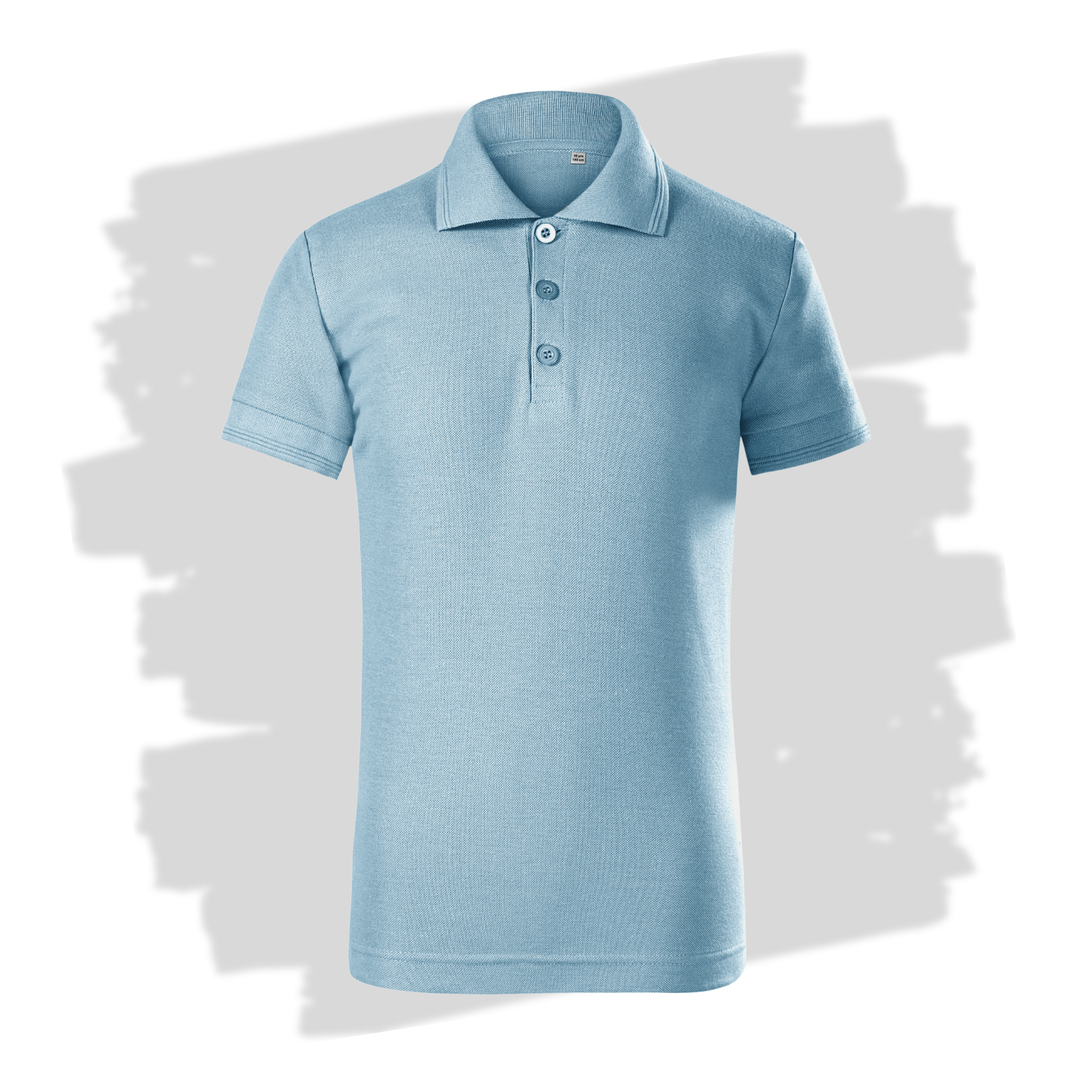 Nebesky modré dětské polo triko připravená pro vlastní výšivku z fotky