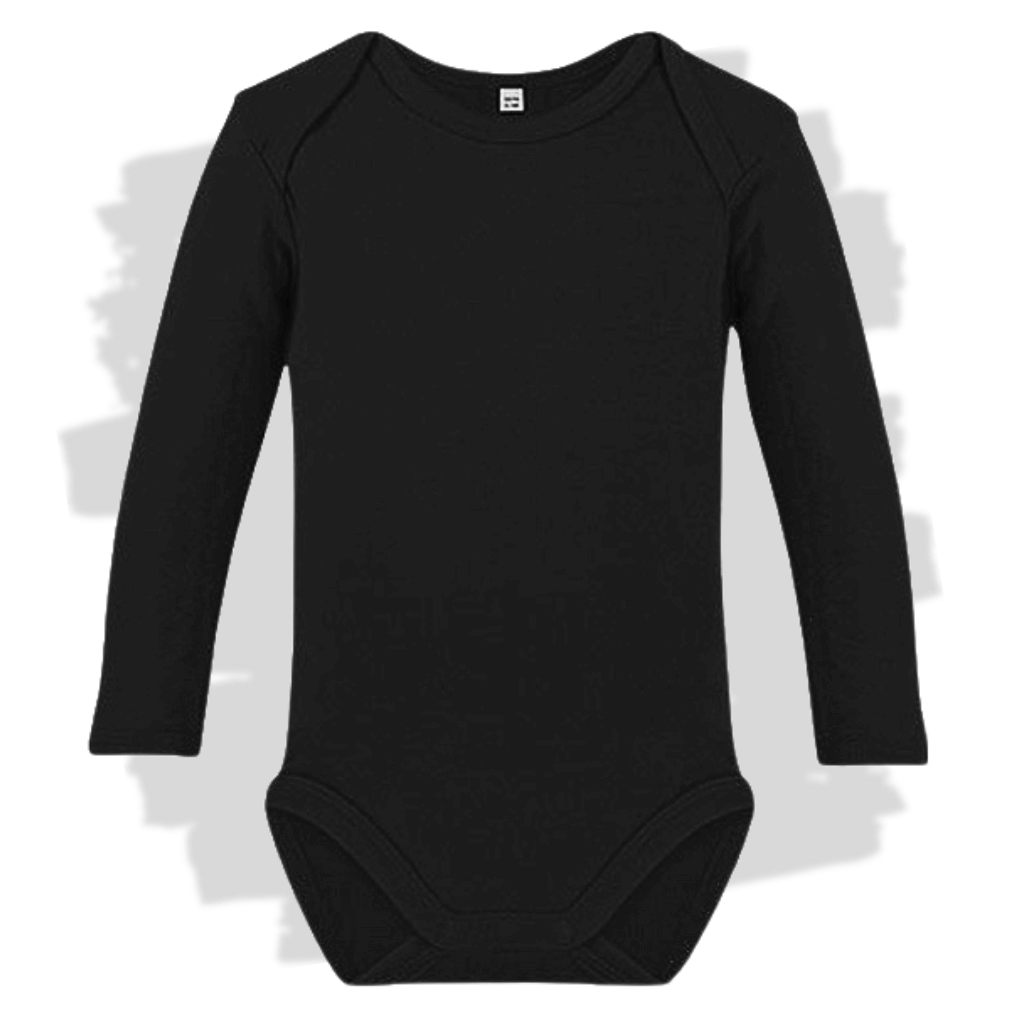 Černé kojenecké body s dlouhým rukávem s personalizovanou výšivkou