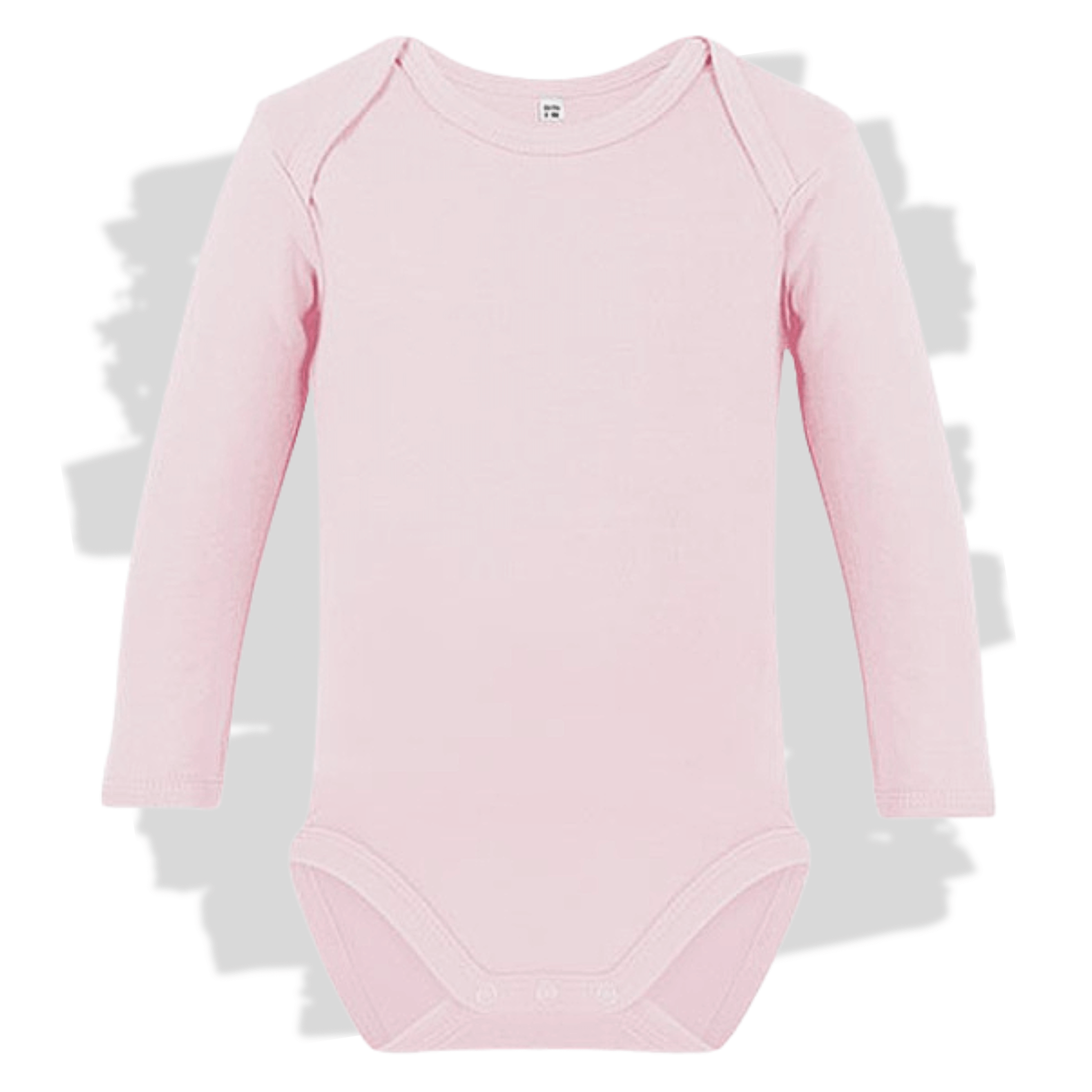 Světle růžové kojenecké body s dlouhým rukávem s personalizovanou výšivkou