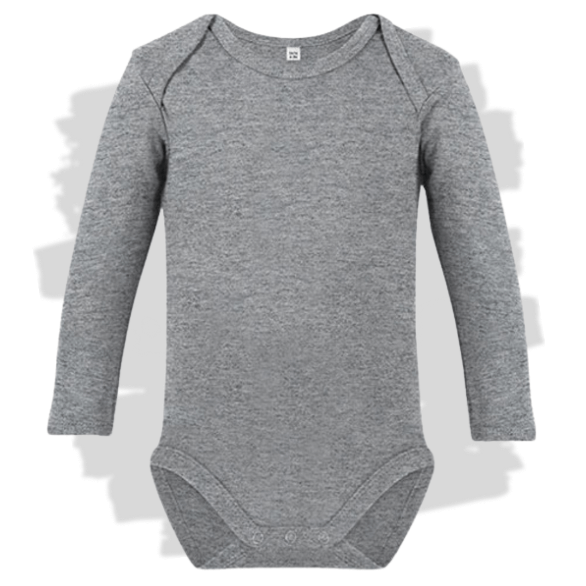 Světle šedé kojenecké body s dlouhým rukávem s personalizovanou výšivkou