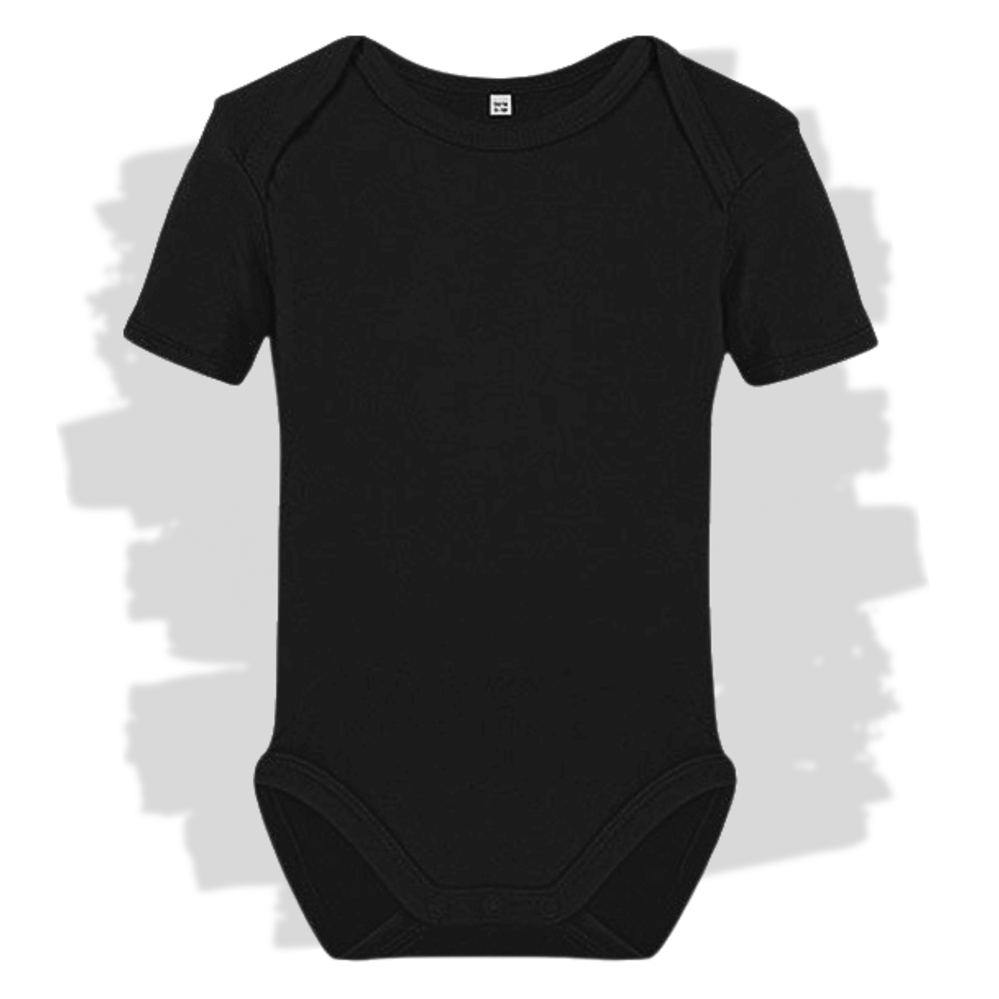 Černé kojenecké body s krátkým rukávem s personalizovanou výšivkou