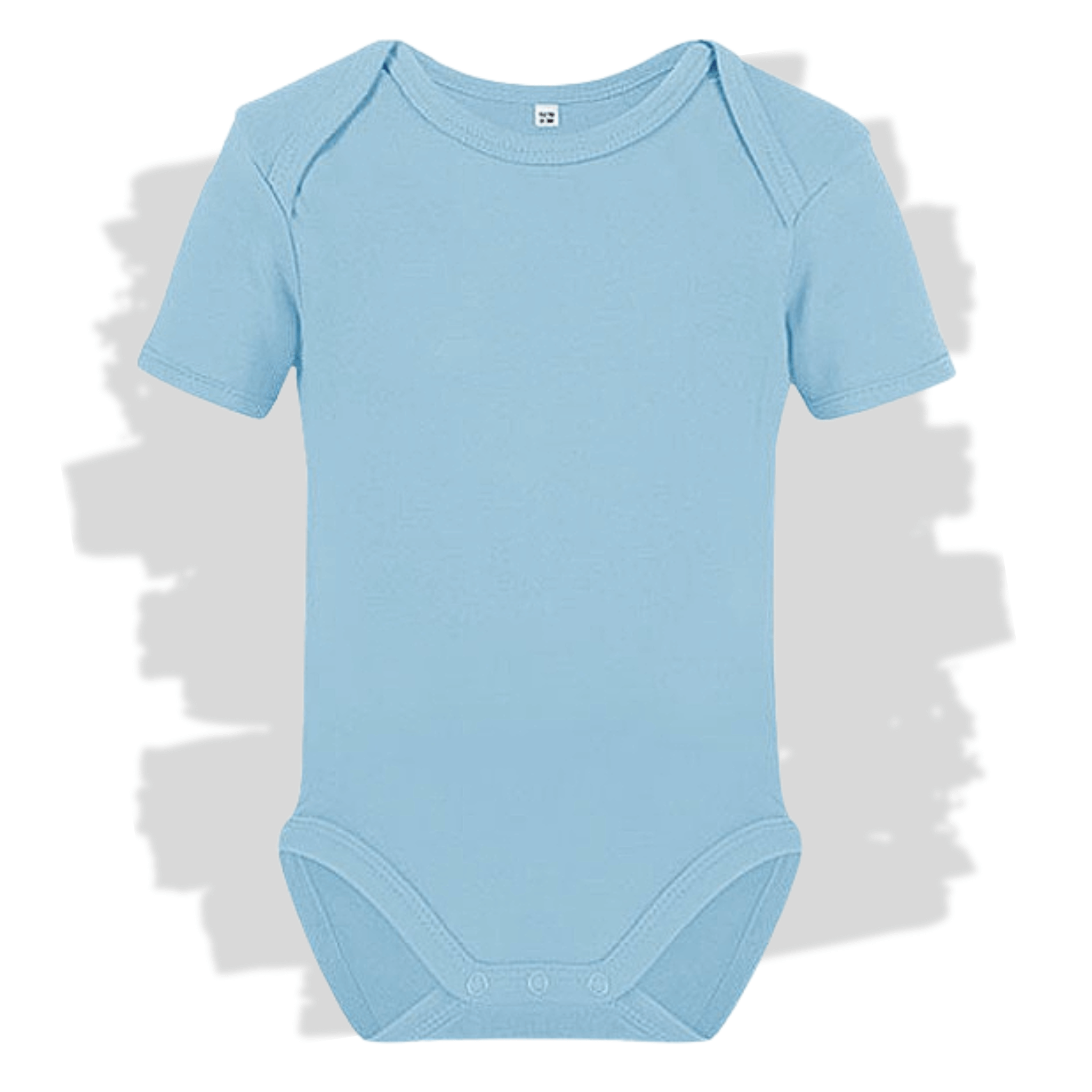Světle modré kojenecké body s krátkým rukávem s personalizovanou výšivkou