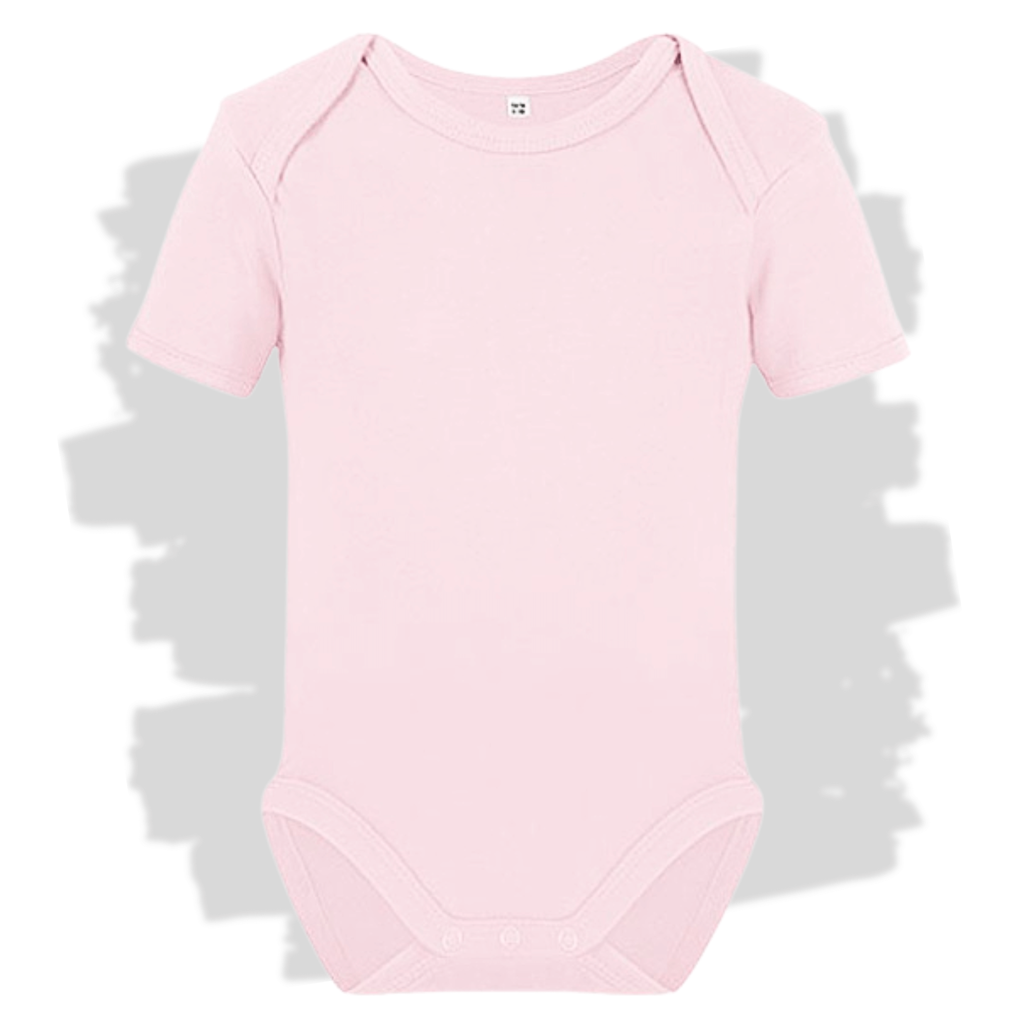 Světle růžové kojenecké body s krátkým rukávem s personalizovanou výšivkou