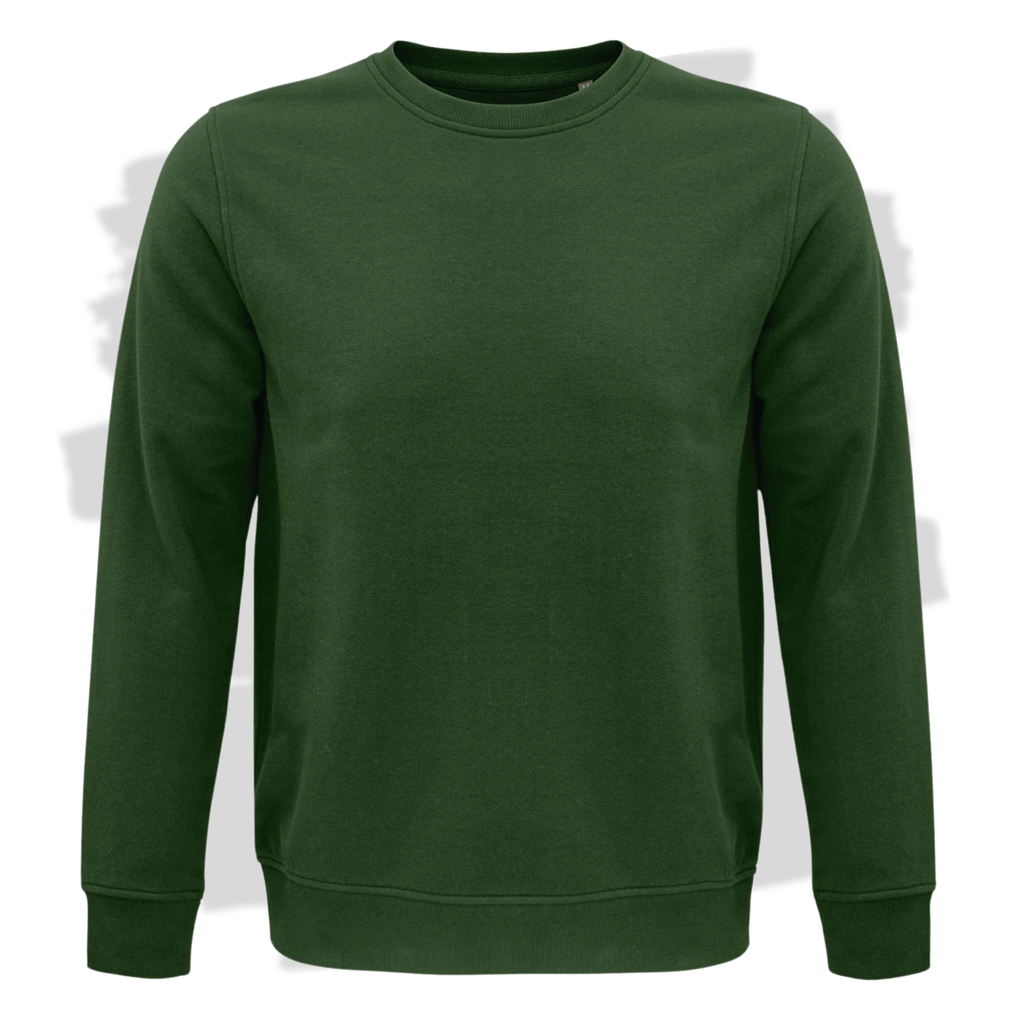 Lahvově zelená mikina bez kapuce s personalizovanou výšivkou