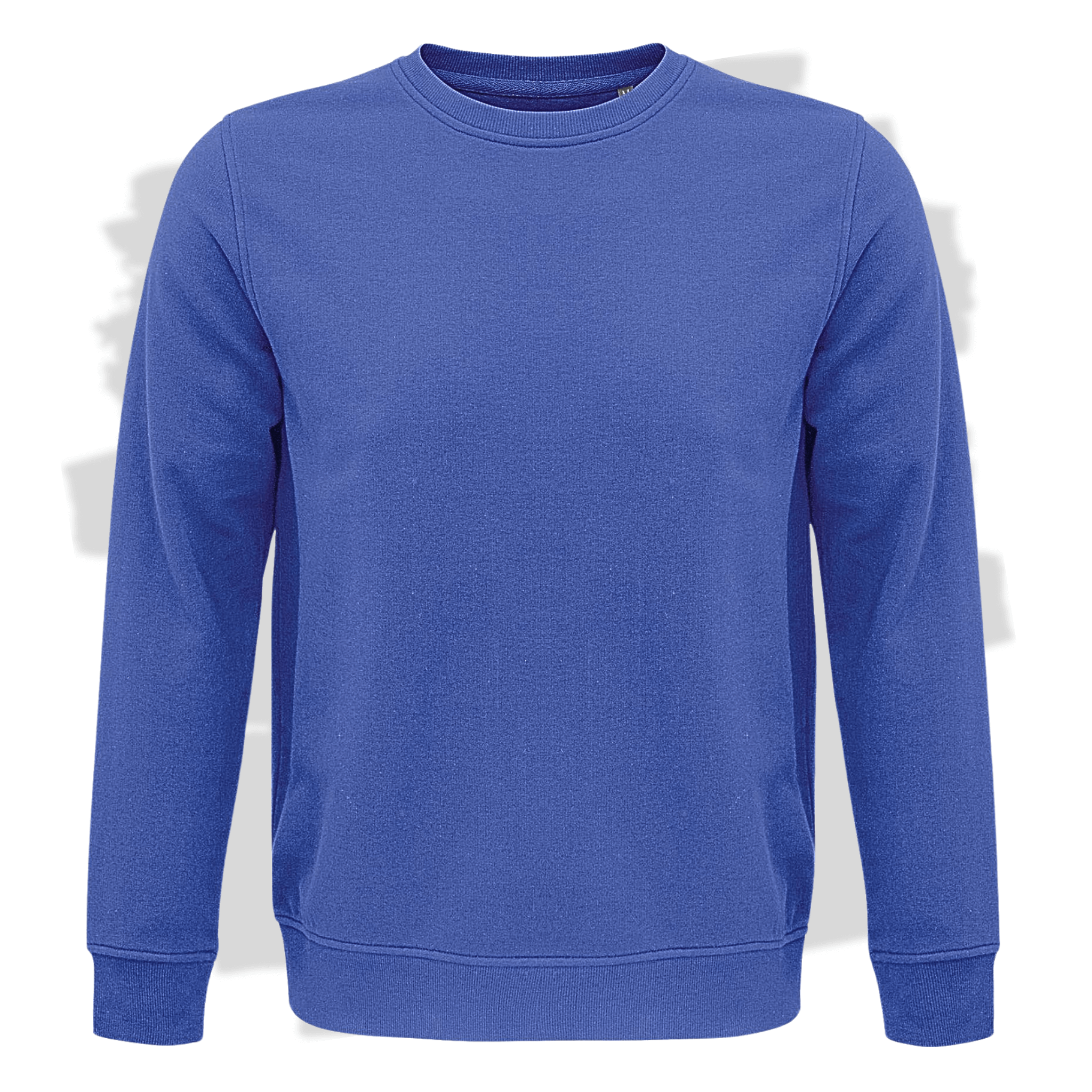 Modrá mikina bez kapuce s personalizovanou výšivkou