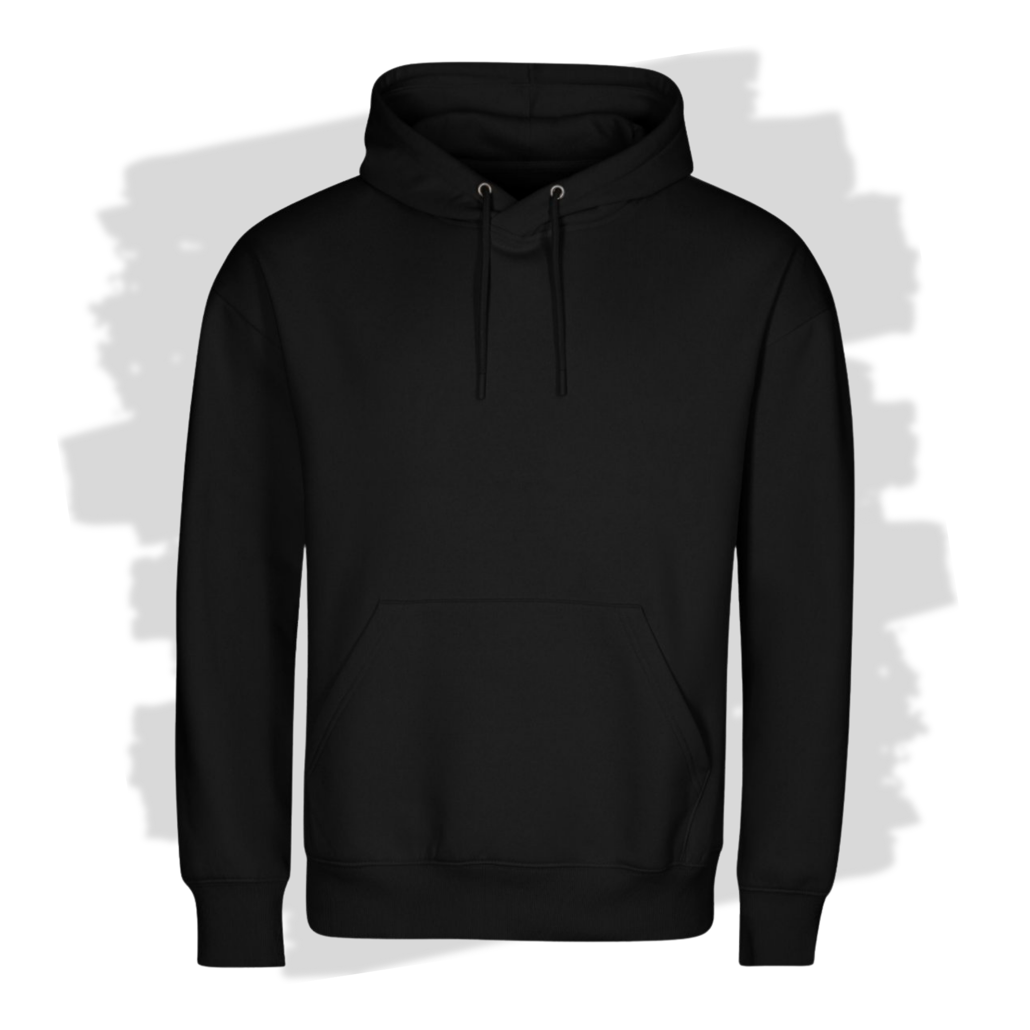 Černá unisex mikina s kapucí připravená pro vlastní výšivku z fotky