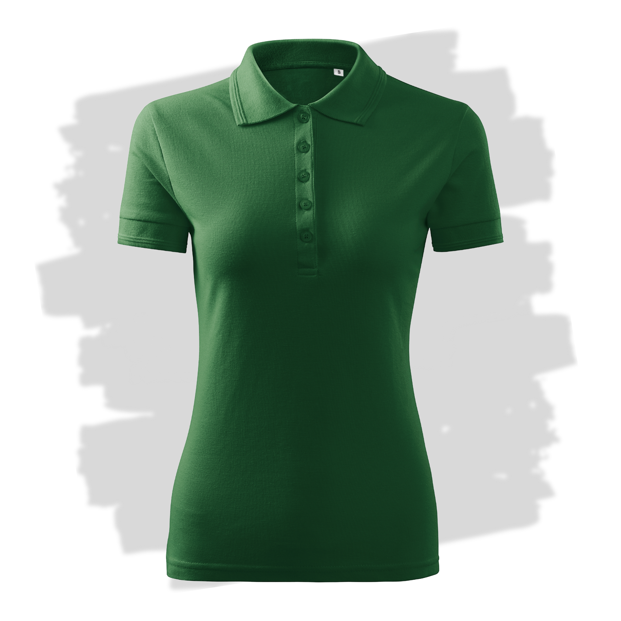 Lahvově zelené dámské polo triko připravená pro vlastní výšivku z fotky