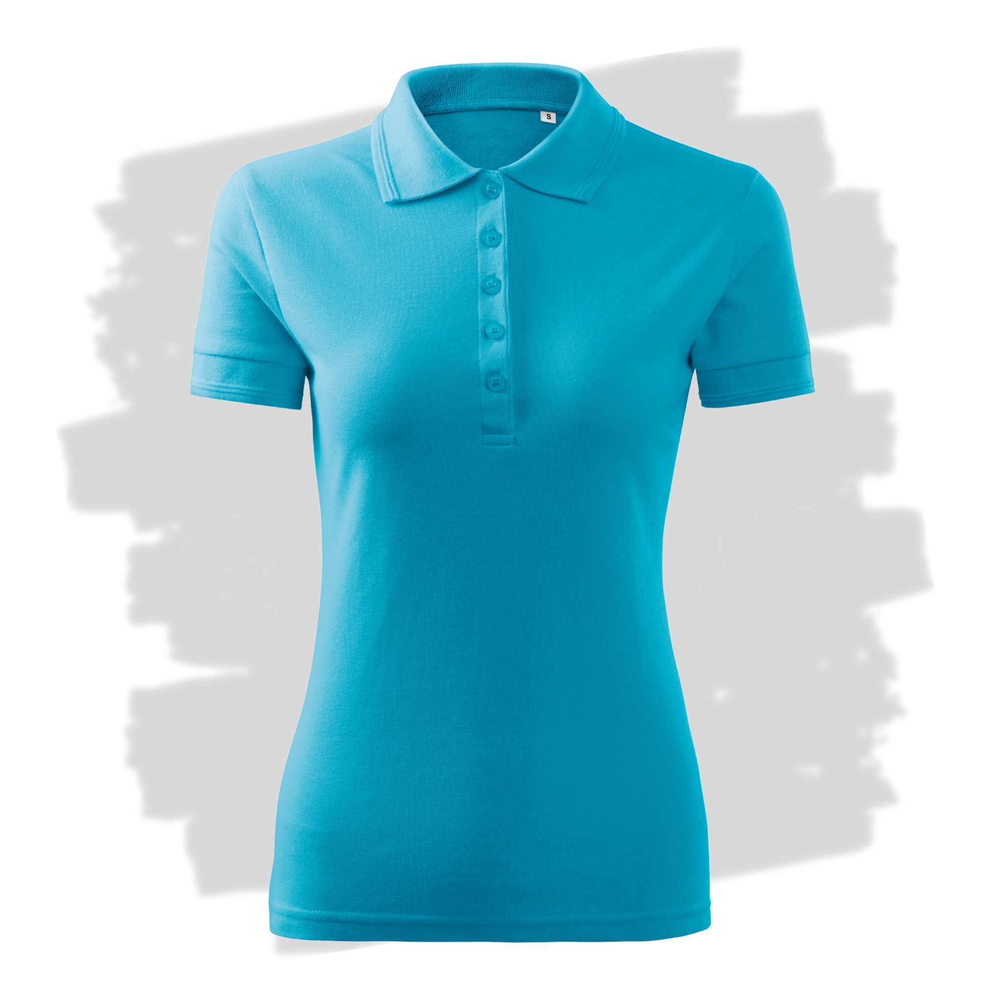 Tyrkysové dámské polo triko připravená pro vlastní výšivku z fotky