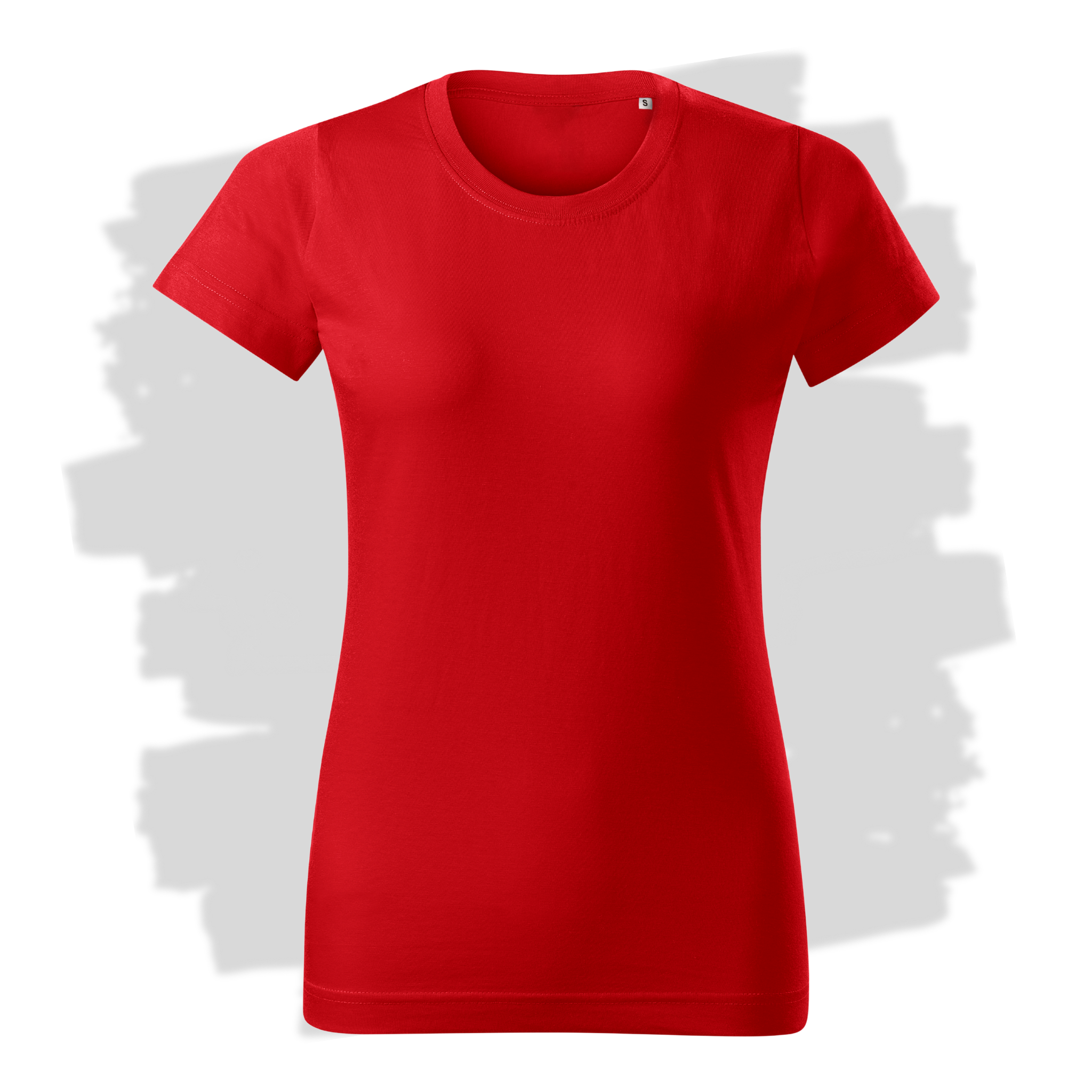 Červené dámské triko připravená pro vlastní výšivku z fotky