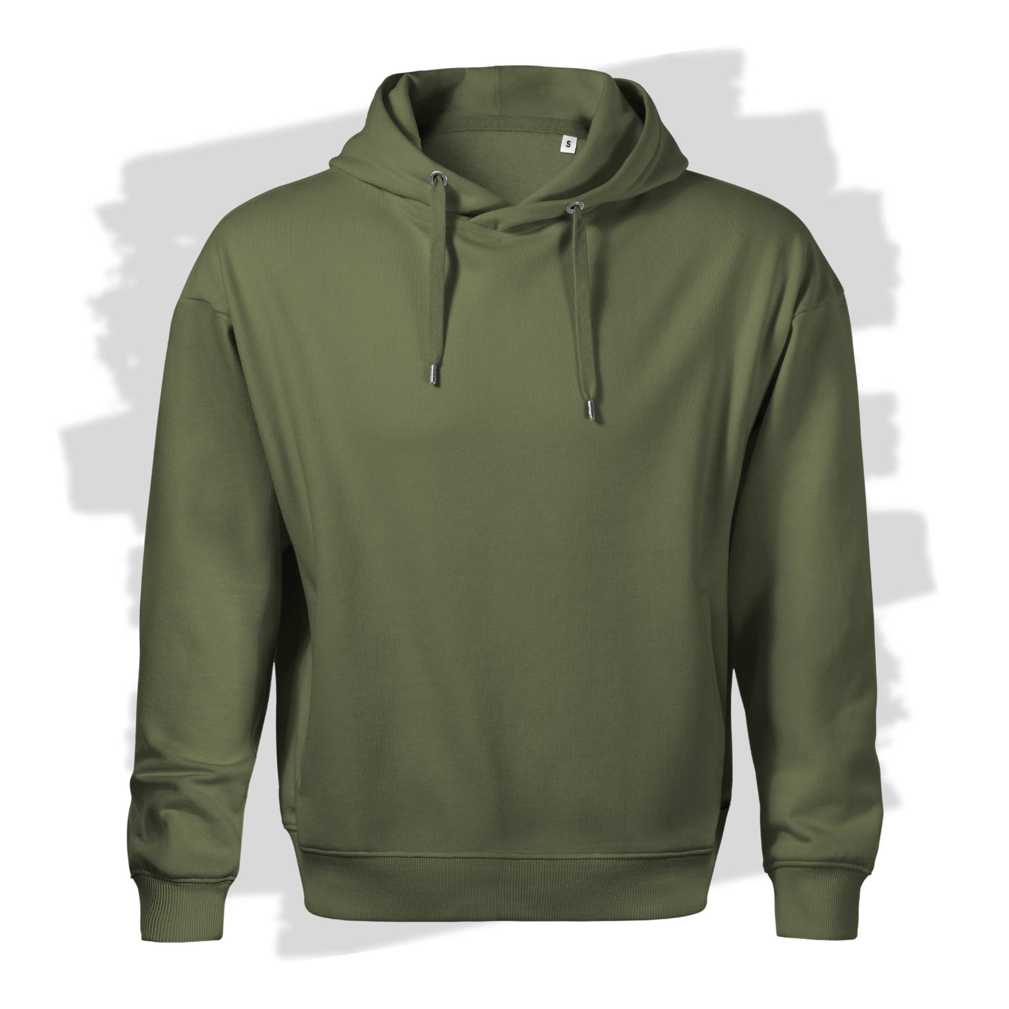 Khaki pánská mikina s kapucí připravená pro vlastní výšivku z fotky