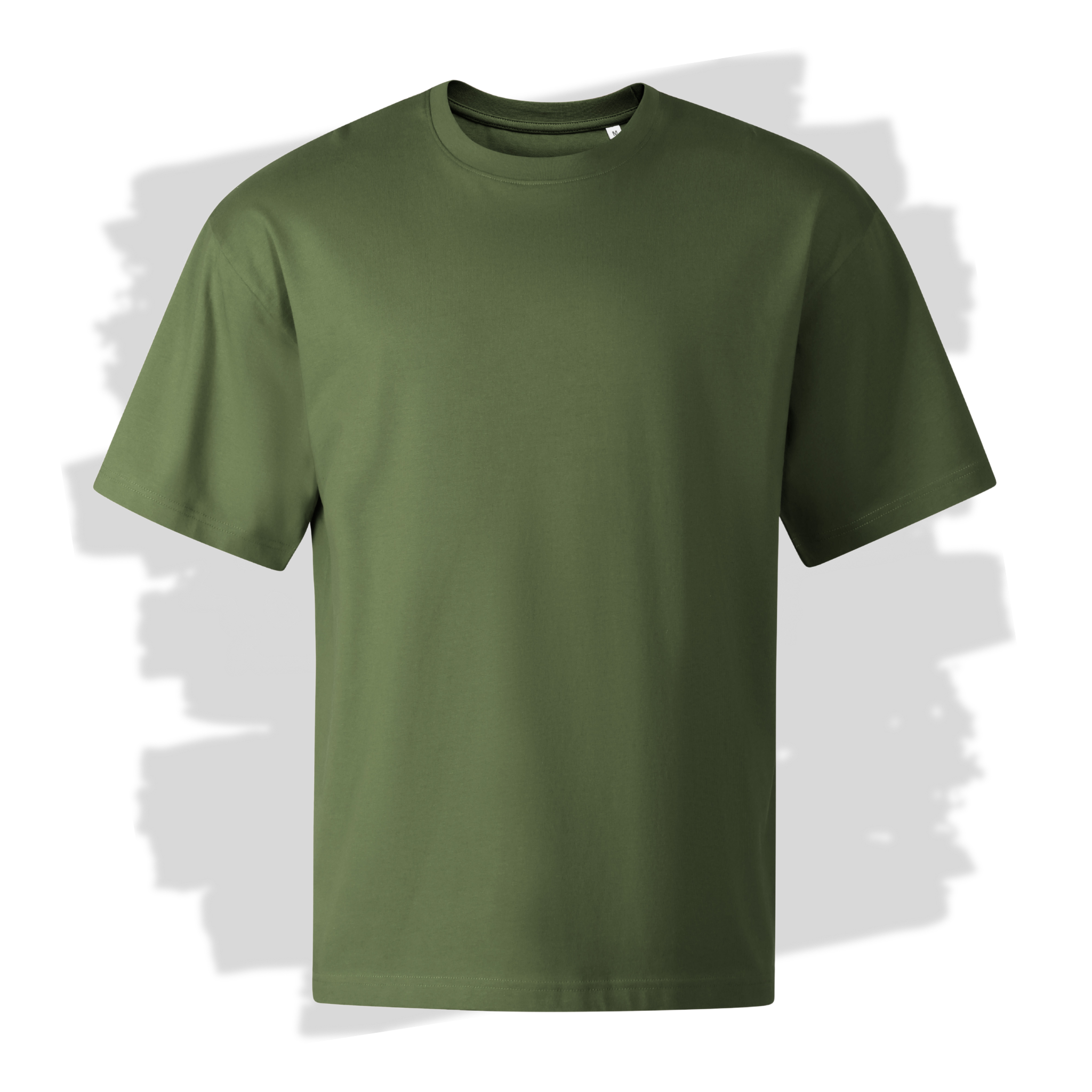 Khaki unisex volné triko připravená pro vlastní výšivku z fotky